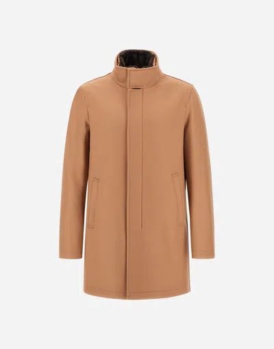 Herno Carcoat In Easy Wool And Light Faux Fur In Neutral