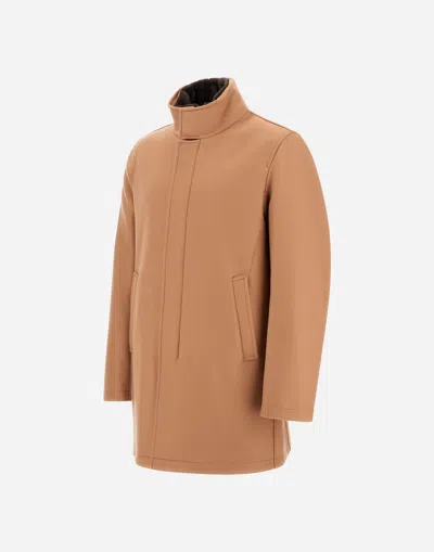 Herno Carcoat In Easy Wool And Light Faux Fur In Neutral