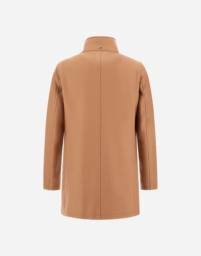 Herno Carcoat In Easy Wool And Light Faux Fur In Neutral