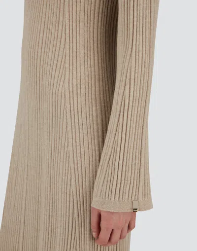 Herno Dress In Ribbed Carded Wool In Neutral