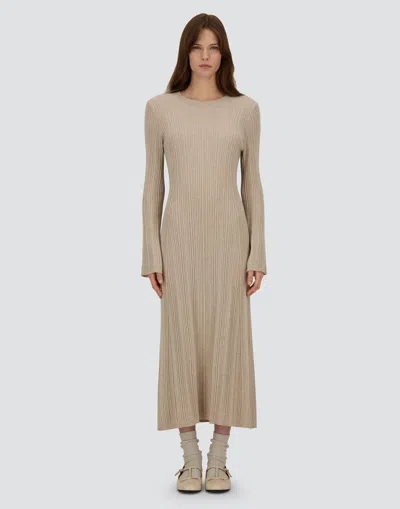 Herno Dress In Ribbed Carded Wool In Neutral