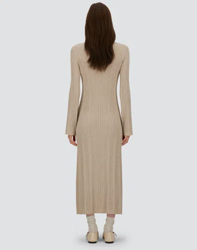 Herno Dress In Ribbed Carded Wool In Neutral