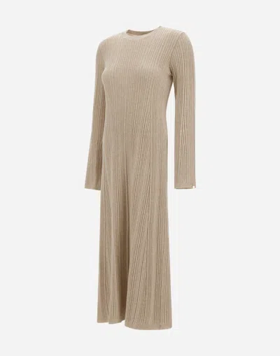 Herno Dress In Ribbed Carded Wool In Neutral