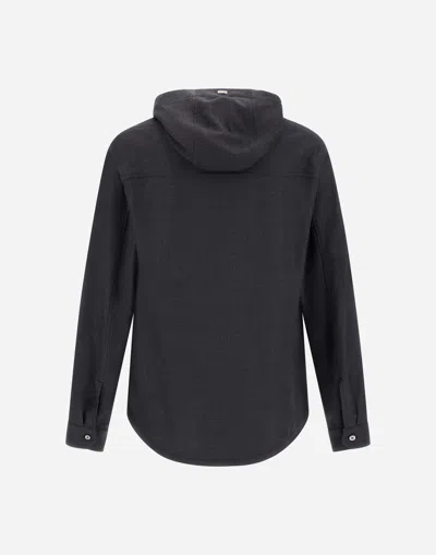 Herno Button-fastening Hooded Jacket In Blue