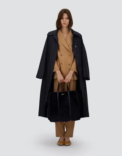 Herno Reversible Trench In Fluid Wool And Nylon Ultralight In Blue