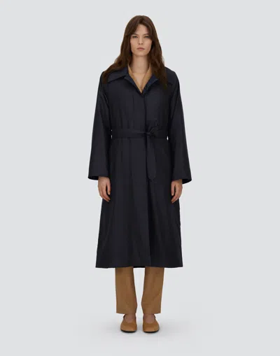 Herno Reversible Trench In Fluid Wool And Nylon Ultralight In Blue