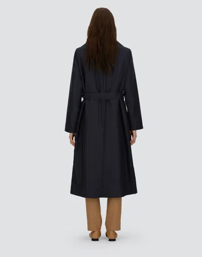 Herno Reversible Trench In Fluid Wool And Nylon Ultralight In Blue