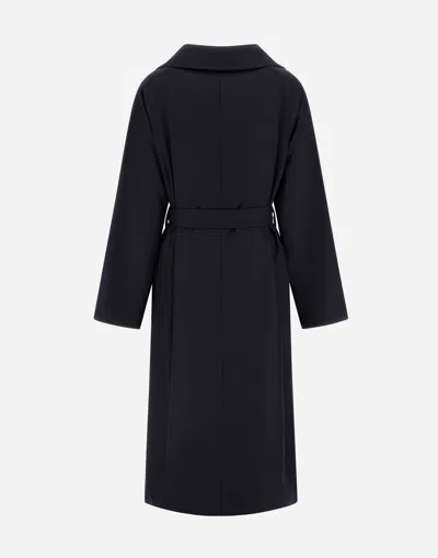 Herno Reversible Trench In Fluid Wool And Nylon Ultralight In Blue