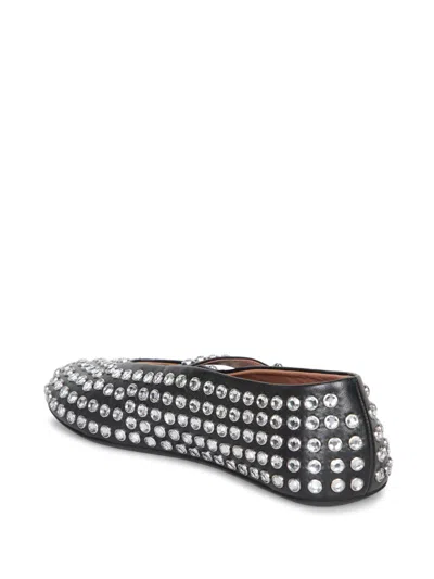 Alaïa Alaia Women Leather Ballet Flats With Rhinestones In Black
