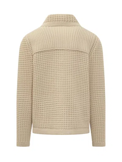 Rakkì Beige Cardigan With Buttons And Hook And Loop Closure In Neutral