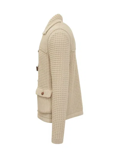 Rakkì Beige Cardigan With Buttons And Hook And Loop Closure In Neutral