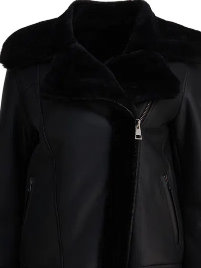 Blancha Jacket Featuring Faux Fur Collar And Cuffs In Black