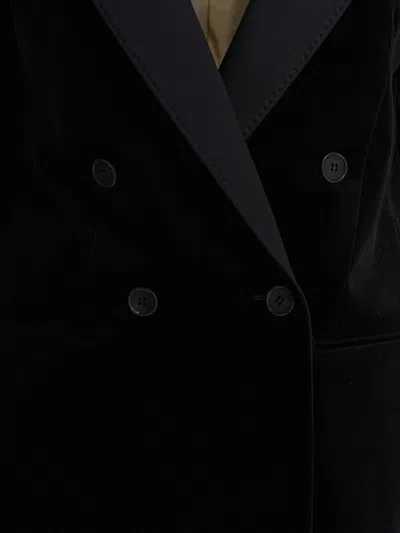 Max Mara Velvet Blazer With Satin Lapels And Buttons In Black