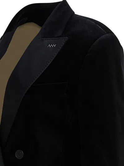 Max Mara Velvet Blazer With Satin Lapels And Buttons In Black