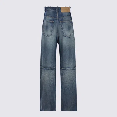 Mm6 Maison Margiela Wide-leg Frayed Faded Five-pocket Loop In Blue