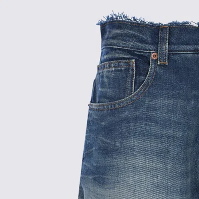 Mm6 Maison Margiela Wide-leg Frayed Faded Five-pocket Loop In Blue