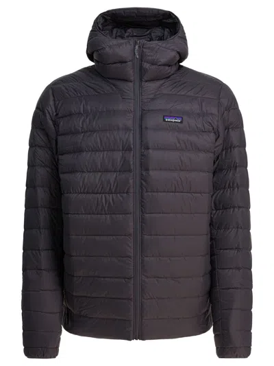 Patagonia Down Sweater Jacket With High Collar In Gray