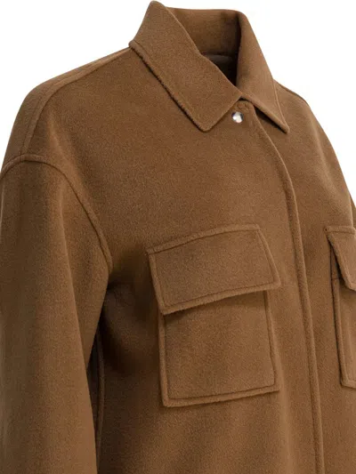 Semper Patch-pocket Collared Shirt Jacket In Brown