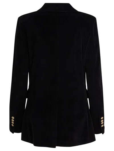 Circolo 1901 Double-breasted Velvet Jacket Featuring Pockets In Black