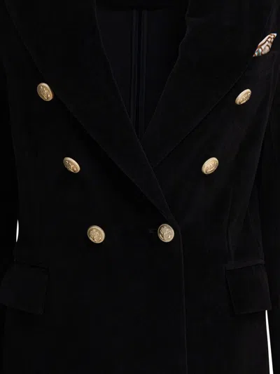 Circolo 1901 Double-breasted Velvet Jacket Featuring Pockets In Black