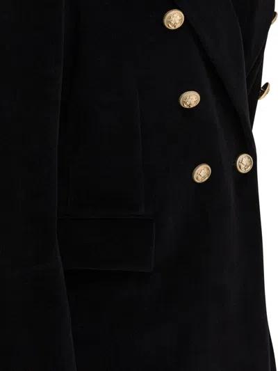 Circolo 1901 Double-breasted Velvet Jacket Featuring Pockets In Black