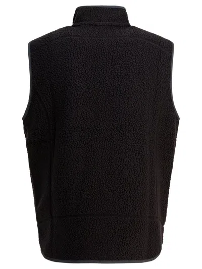 Patagonia Textured Fleece Vest With High Collar In Black
