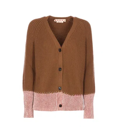 Marni Cardigan With "color Block" Pattern In Brown