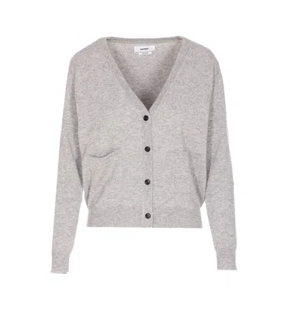 Not Shy Patch-pocket Buttoned Cardigan In Gray