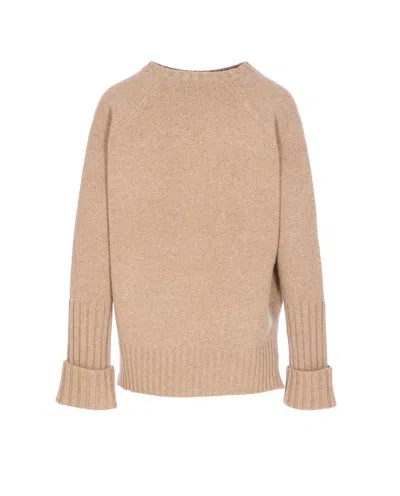 Tory Burch Wool Sweater Sweaters And Cardigans Beige In Neutral