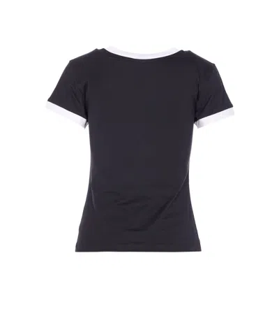 Ganni Graphic Print Crew Neck Short Sleeve Top In Gray