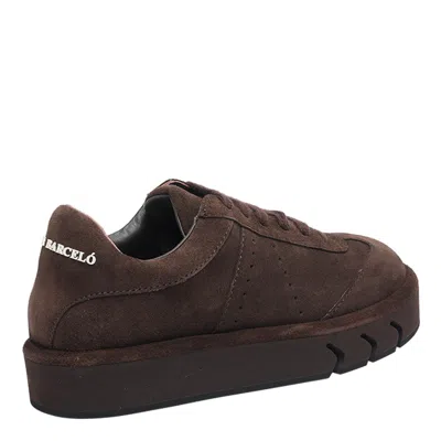 Paloma Barceló Low-top Sneakers In Brown Suede With Embossed Logo In Brown