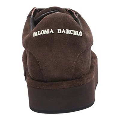 Paloma Barceló Low-top Sneakers In Brown Suede With Embossed Logo In Brown