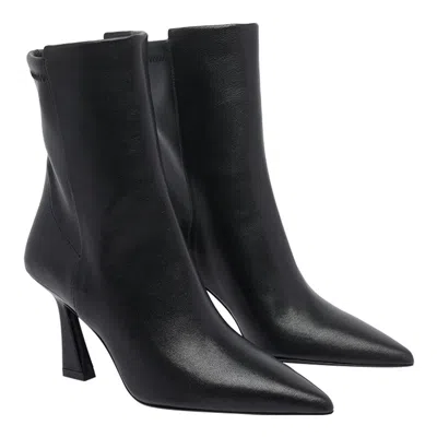 Stuart Weitzman 85mm Vinnie Pointed-toe Elasticised Boots In Black
