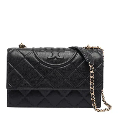 Tory Burch Small Fleming Diamond Quilted Leather Convertible Shoulder Bag In Black