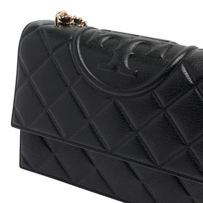 Tory Burch Small Fleming Diamond Quilted Leather Convertible Shoulder Bag In Black