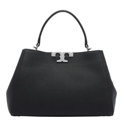 Tory Burch Eleanor Mini Satchel In Hammered Leather Black In Black