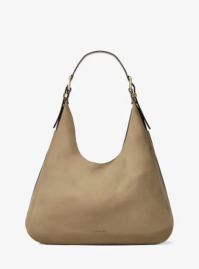 Michael Kors Nolita Large Leather Hobo Shoulder Bag In Brown