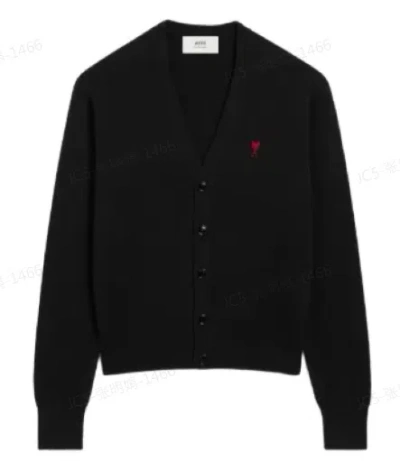 Ami Alexandre Mattiussi Ami Paris Logo Embroidered V-neck Cardigan In Animal Print