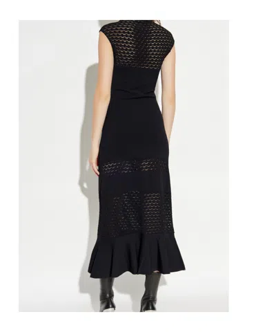Lanvin Paneled Knitted Midi Dress In Black