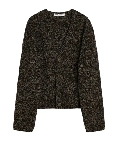 Our Legacy Brown Textured Wool Cardigan In Gray