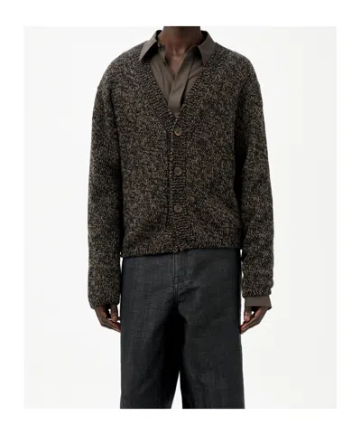 Our Legacy Brown Textured Wool Cardigan In Gray