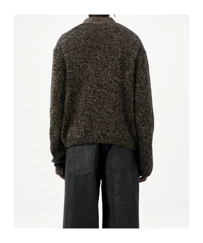 Our Legacy Brown Textured Wool Cardigan In Gray