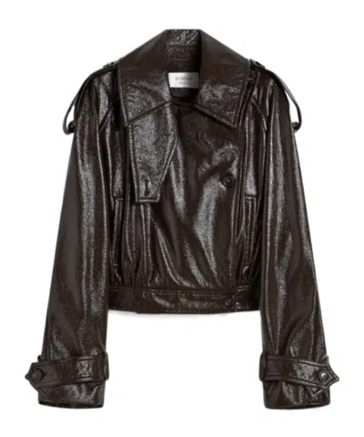 Sportmax Premium Jacket Raised Collar In Brown