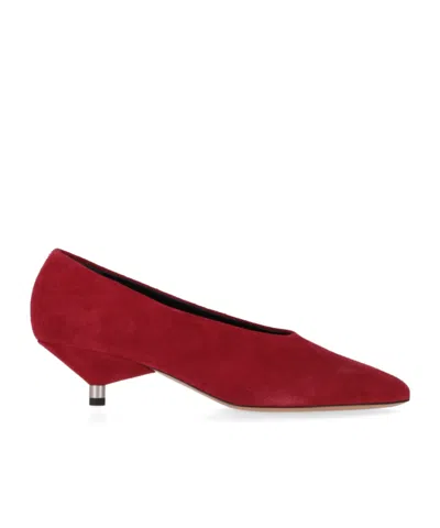 Isabel Marant Ebisa Pointed Toe Suede Finish Pumps In Red