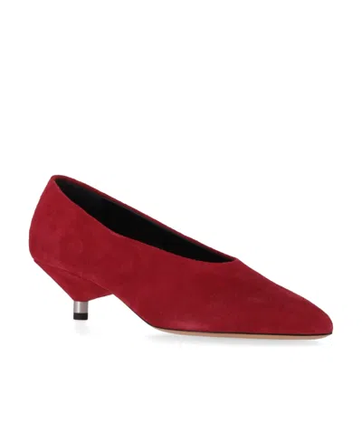 Isabel Marant Ebisa Pointed Toe Suede Finish Pumps In Red