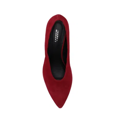 Isabel Marant Ebisa Pointed Toe Suede Finish Pumps In Red