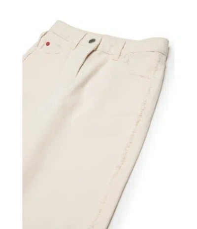 Maxco. Kids Logo Patch Frayed Edge Pants In White