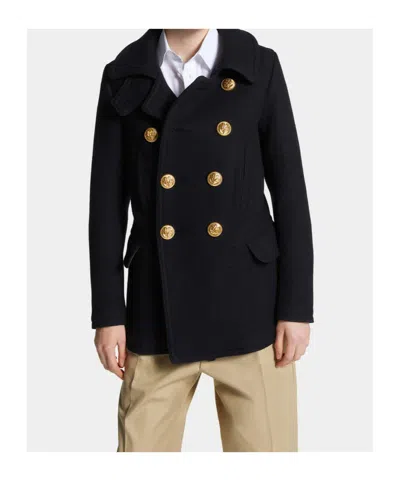 Dsquared2 Wool Blend Peacoat In Black