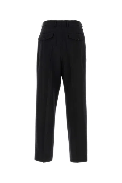 Dries Van Noten Wide Wool Blend Gabardine Pants In Black