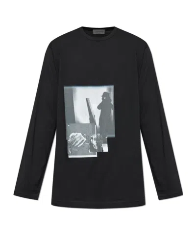 Yohji Yamamoto Oversized Graphic Print Long Sleeve T-shirt In Black